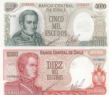 Chile, 5.000-10.000 Escudos, ... 