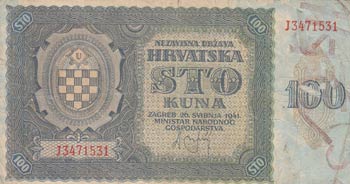 Croatia, 100 Kuna, 1941, VF, p2  