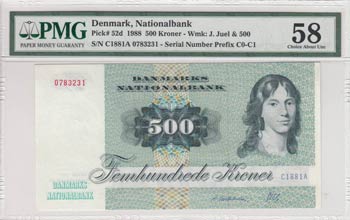 Denmark, 500 Kroner, 1988, AUNC, ... 