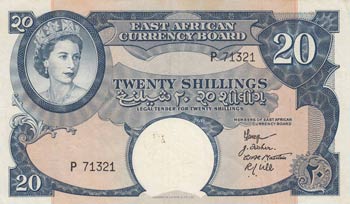 East Africa, 20 Shillings, 1958, ... 