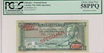 Ethiopia, 1 Dollar, 1966, AUNC, ... 