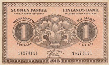 Finland, 1 Markka, 1918, VF, p35a  