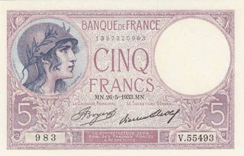 France, 5 Francs, 1933, UNC, p72e  