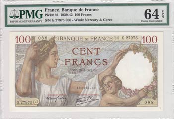 France, 100 Francs, 1939/1942, ... 