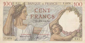 France, 100 Francs, 1939, VF, p94  ... 