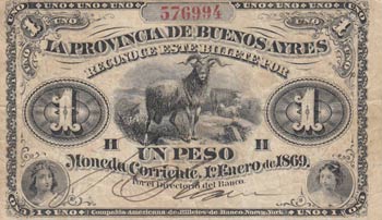 Argentina, 1 Peso, 1869, VF, pS481 ... 