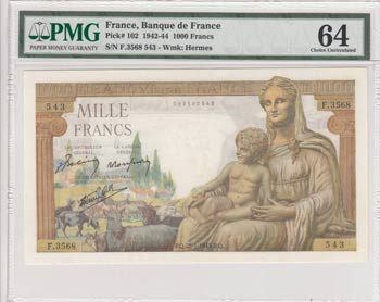 France, 1.000 Francs, 1942-44, ... 