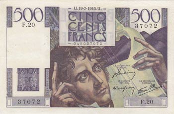 France, 500 Francs, 1945, VF, ... 