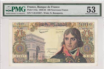 France, 100 Nouveaux Francs, ... 
