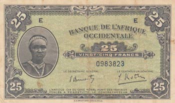 French West Africa, 25 Francs, ... 
