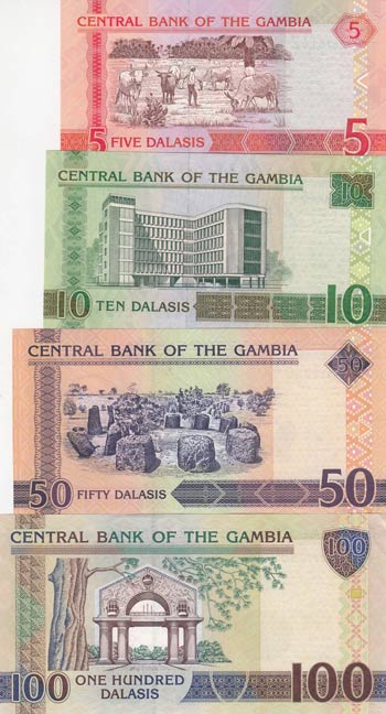 Gambia, 5-10-50-100 Dalasis, 2006, ... 
