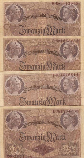 Germany, 20 Mark, 1914, XF, p48, ... 