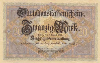 Germany, 20 Mark, 1914, UNC, p48b  ... 