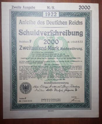 Germany, 2.000 Mark, 1922, Bond ... 