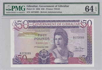 Gibraltar, 50 Pounds, 1986, UNC, ... 