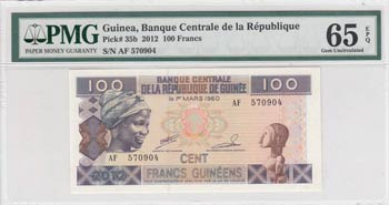 Guinea, 100 Francs, 2012, UNC, ... 