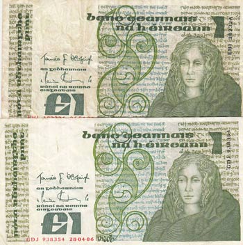 Ireland, 1 Pound, 1984/1986, FINE, ... 