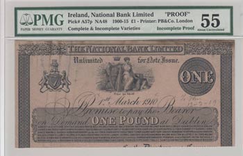 Ireland, 1 Pound, 1910, AUNC, ... 