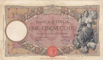 Italy, 500 Lire, 1919/1926, FINE, ... 