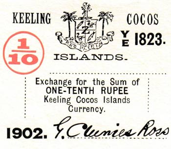 Keelıng Cocos, 1/10 Rupee, 1902, ... 