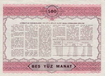Azerbaijan, 500 Manat, 1993, XF, ... 