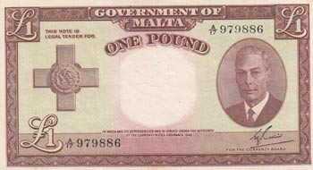 Malta, 1 Pound, 1949, XF, p22a  