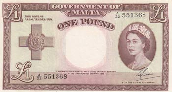 Malta, 1 Pound, 1954, XF (+), p24a ... 
