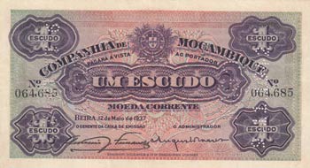 Mozambique, 1 Escudo, 1937, XF, ... 