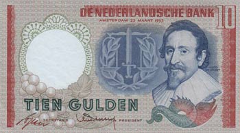 Netherlands, 10 Gulden, 1953, AUNC ... 