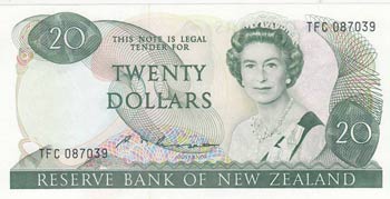 New Zealand, 20 Dollars, 1985, ... 
