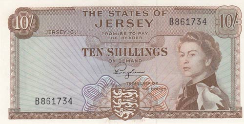 Jersey, 10 Shillings, 1963, UNC,p7a