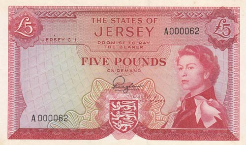Jersey, 5 Pounds, 1963, UNC,p9a, ... 