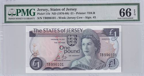Jersey, 1 Pound, 1976, UNC,p11b