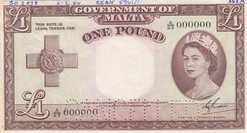 Malta, 1 Pound, 1954, UNC,p24as, ... 