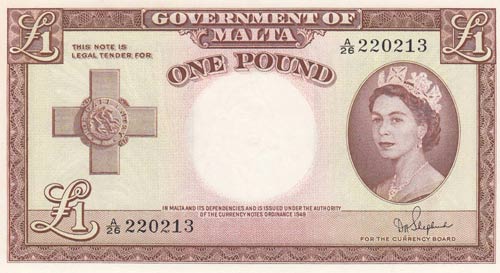 Malta, 1 Pound, 1954, UNC,p24b