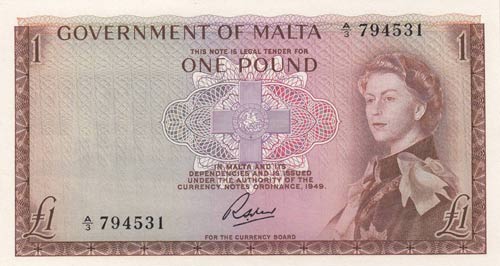 Malta, 1 Pound, 1963, UNC,p26a