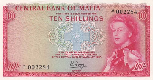 Malta, 10 Shillings, 1968, UNC,p28a