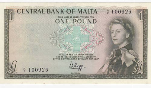 Malta, 1 Pound, 1967, AUNC,p29