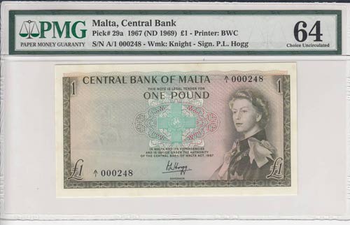 Malta, 1 Pound, 1967, UNC,p29a
