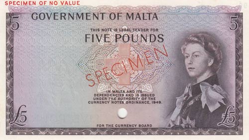 Malta, 5 Pounds, 1968, UNC,p30as, ... 