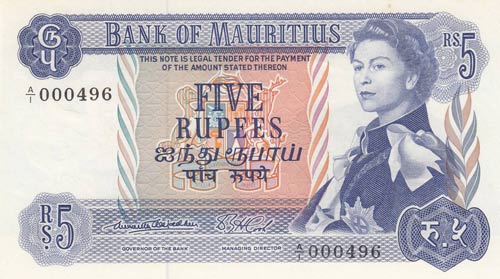 Mauritius, 5 Rupees, 1967, ... 
