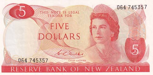 New Zealand, 5 Dollars, 1968, ... 