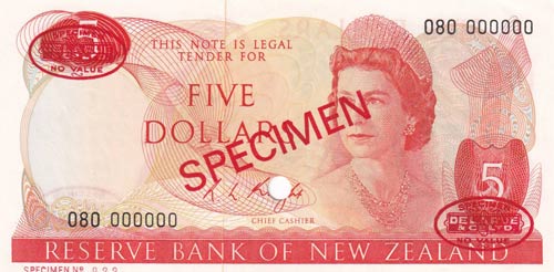 New Zealand, 5 Dollars, 1975, ... 