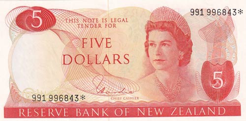 New Zealand, 5 Dollars, 1977, ... 
