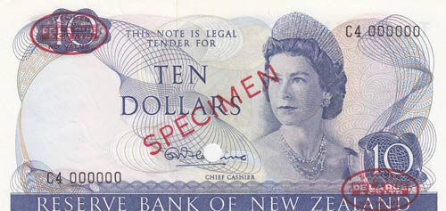 New Zealand, 10 Dollars, 1967, ... 