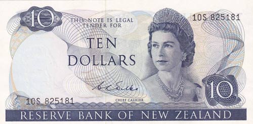 New Zealand, 10 Dollars, 1968, ... 