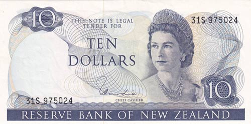 New Zealand, 10 Dollars, 1977, ... 