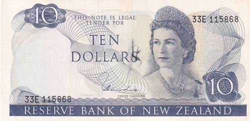 New Zealand, 10 Dollars, 1977, ... 