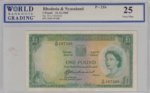 Rhodesia & Nyasaland, 1 Pounds, ... 