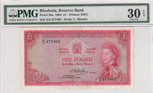 Rhodesia, 1 Pounds, 1964, UNC,p25a